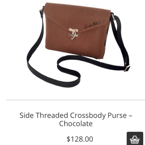 Curtis Blake Side Threaded Leather Crossbody Purse - Chocolate/Black - Picture 6 of 6